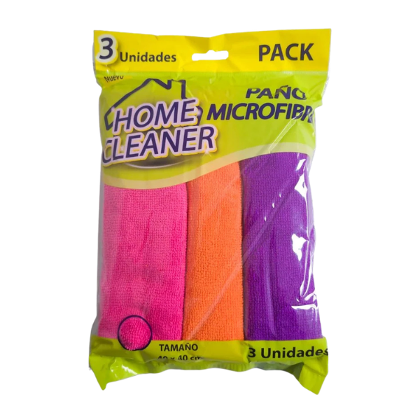 HOME CLEANER PAÑO MICROFIBRA PACK X 3 UNI