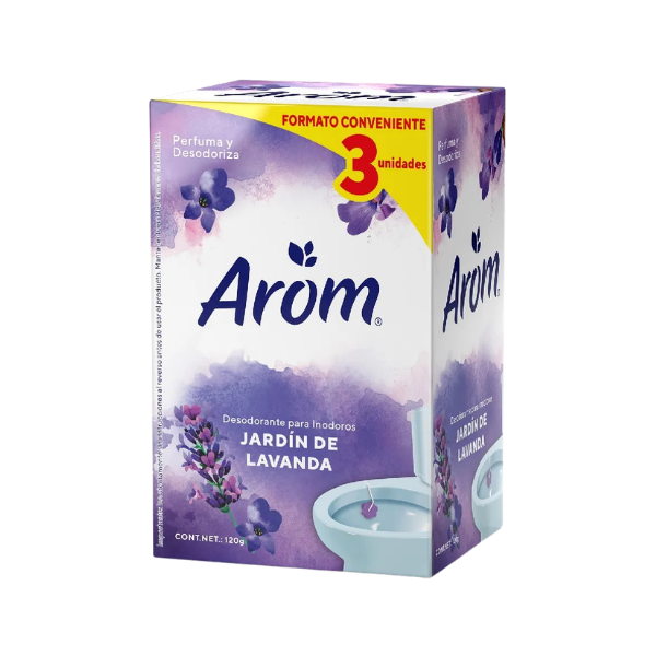 AROM DESODORANTE PARA BAÑO LAVANDA 3 UNI 120 G